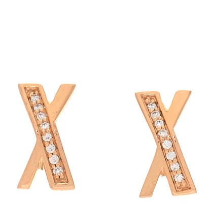 Tiffany 18K Rose Gold Diamond Atlas X Earrings 1 of 6