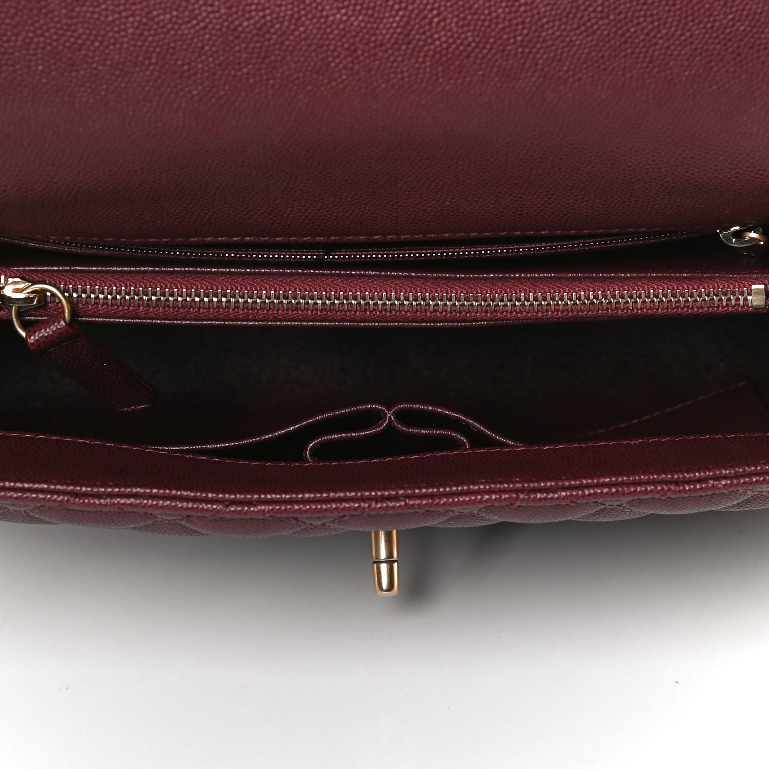 Chanel Caviar Lizard Quilted Medium Coco Handle Flap Burgundy 4 of 17