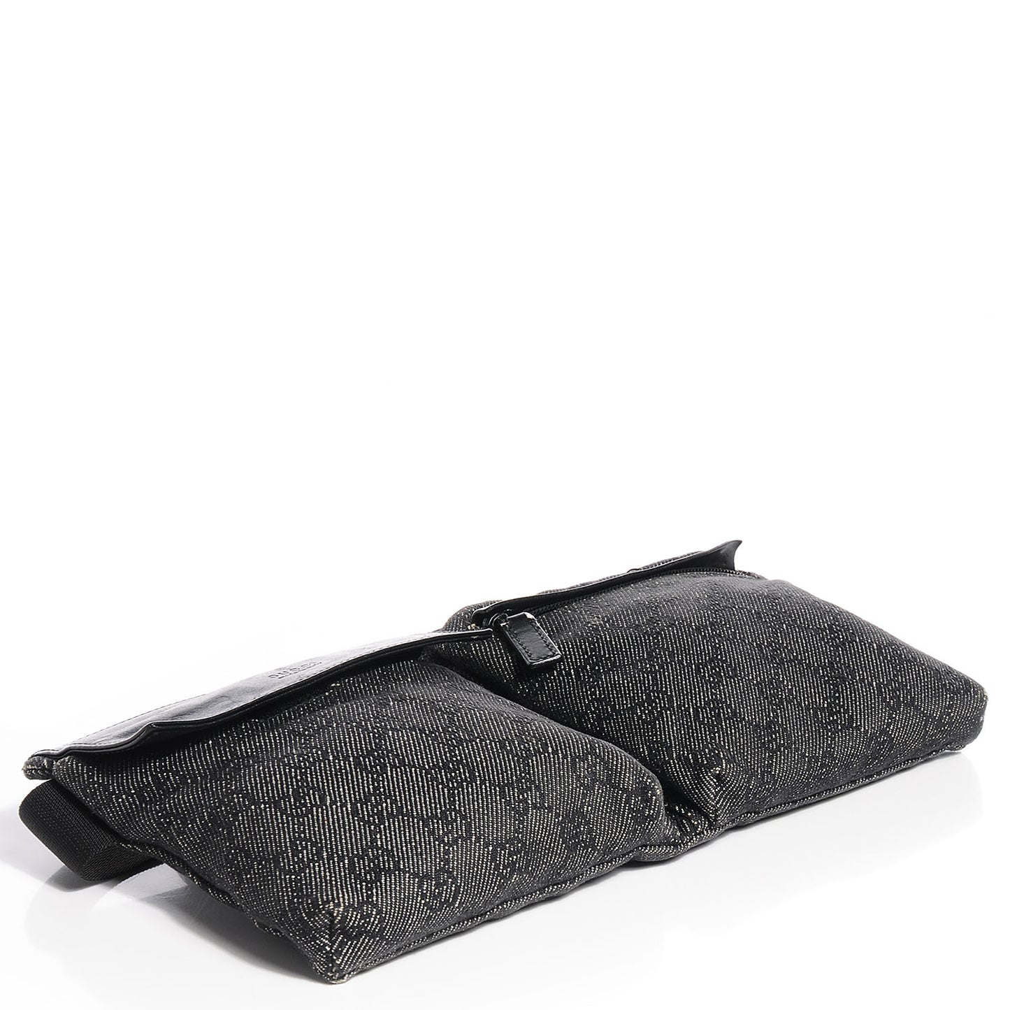 Denim Monogram Double Pocket Belt Bag Black