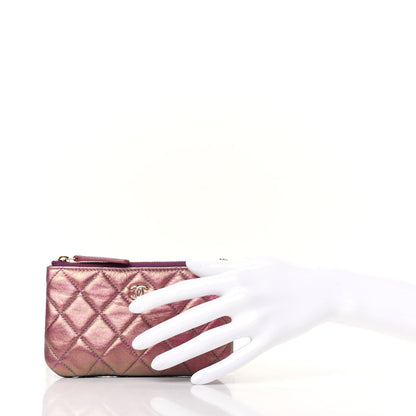 Chanel Iridescent Lambskin Quilted Small Cosmetic Case Purple 2 of 8
