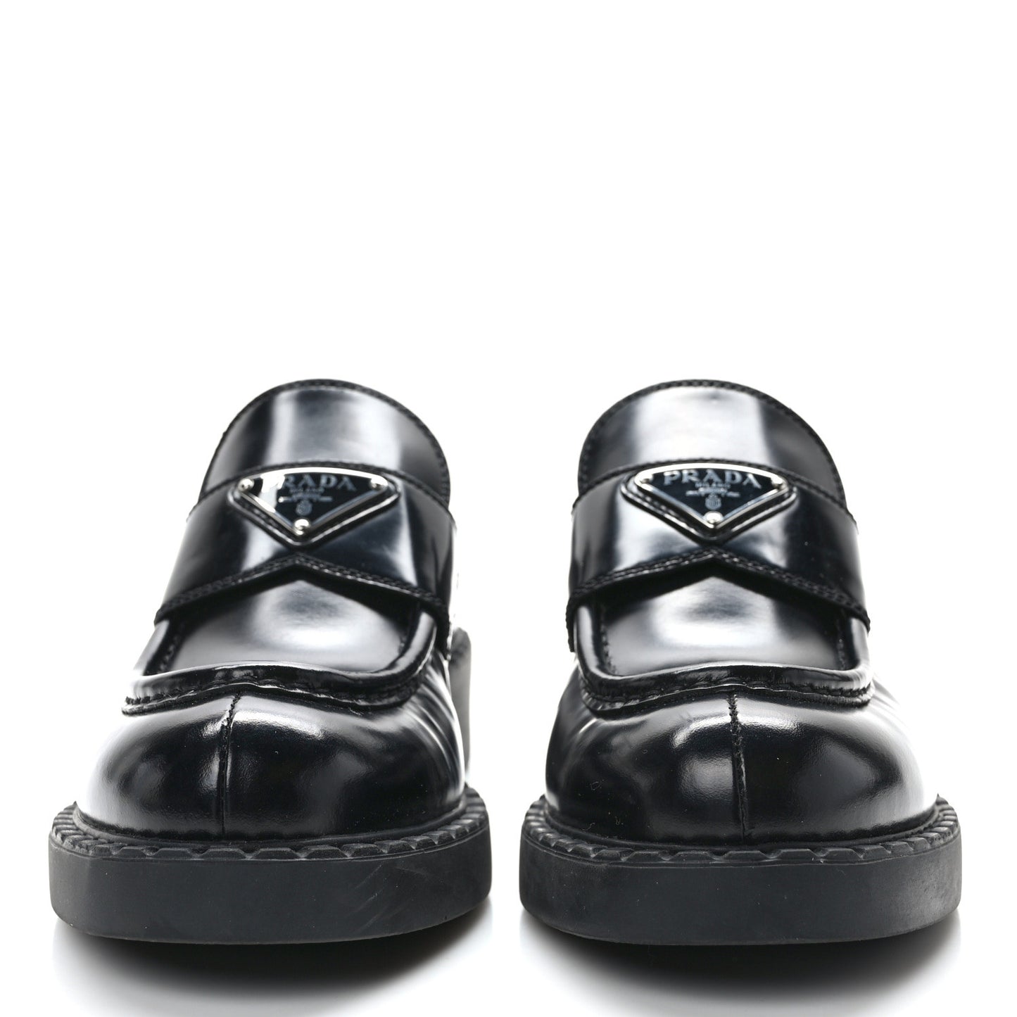Spazzolato Metal Triangle Logo 50mm Loafers 38 Black