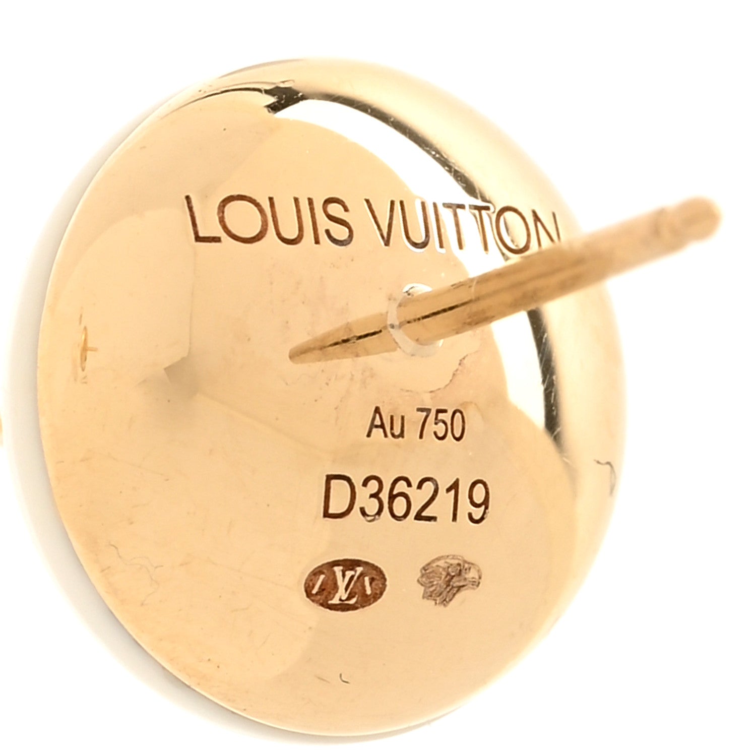 Louis Vuitton 18K Yellow Gold Diamond White Agate Color Blossom BB Star Stud Earrings 4 of 5