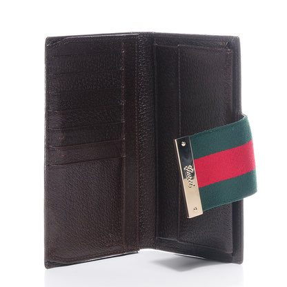 Gucci Monogram Calfskin Ladies Web Long Wallet Beige Ebony Cocoa 4 of 6