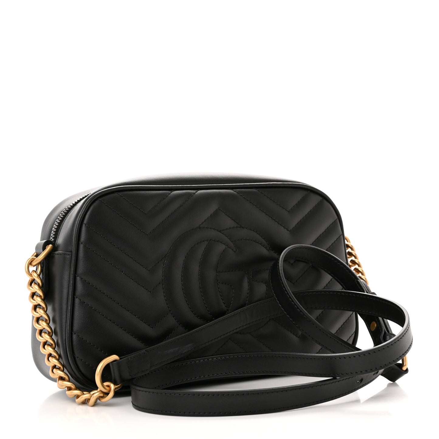 Calfskin Matelasse Small GG Marmont Chain Shoulder Bag Black