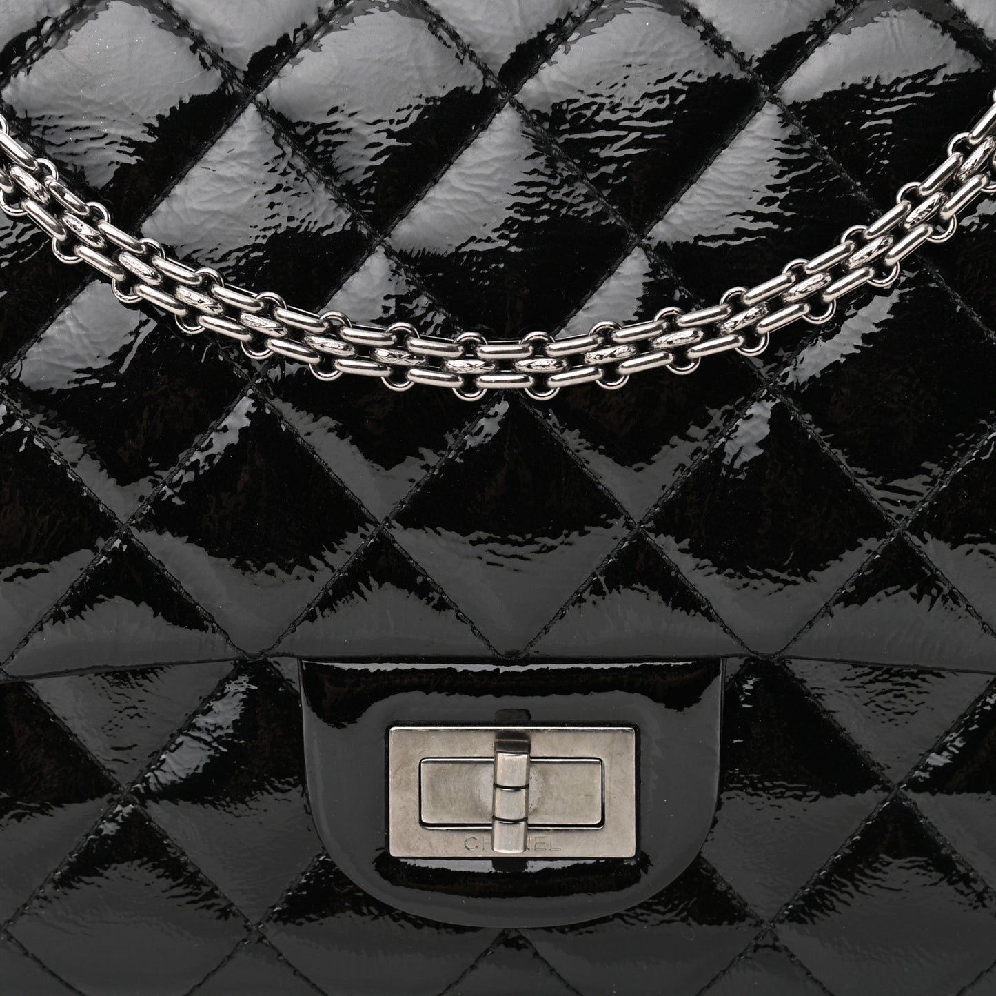 Distressed Patent Quilted 2.55 Reissue 227 Flap Black
