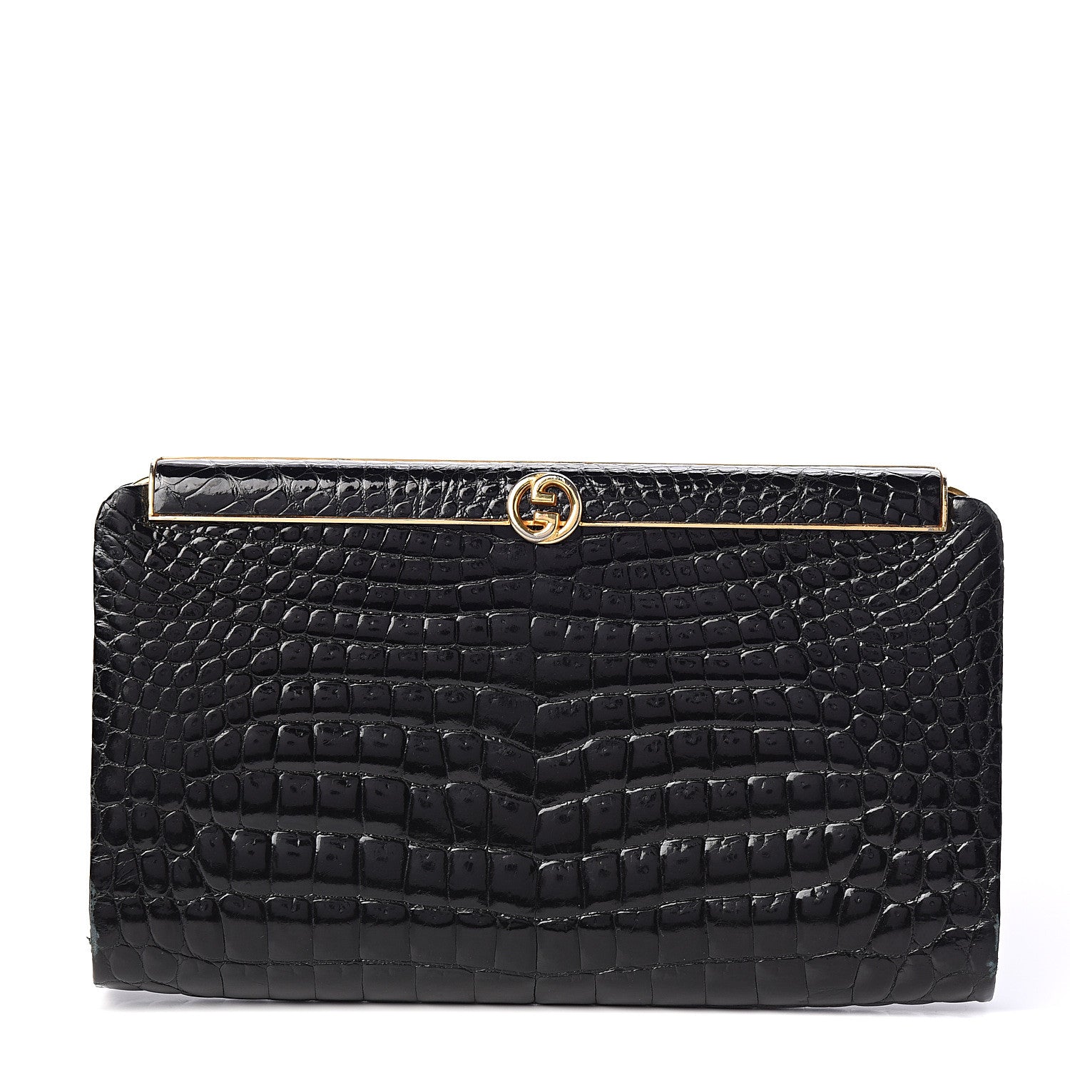 Gucci Crocodile Clutch Black 1 of 11