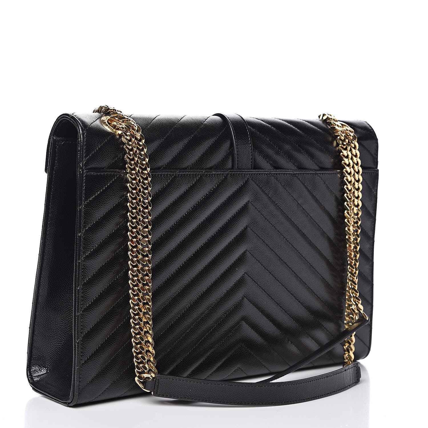 Saint Laurent Grain De Poudre Matelasse Chevron Large Monogram Satchel Black 3 of 9
