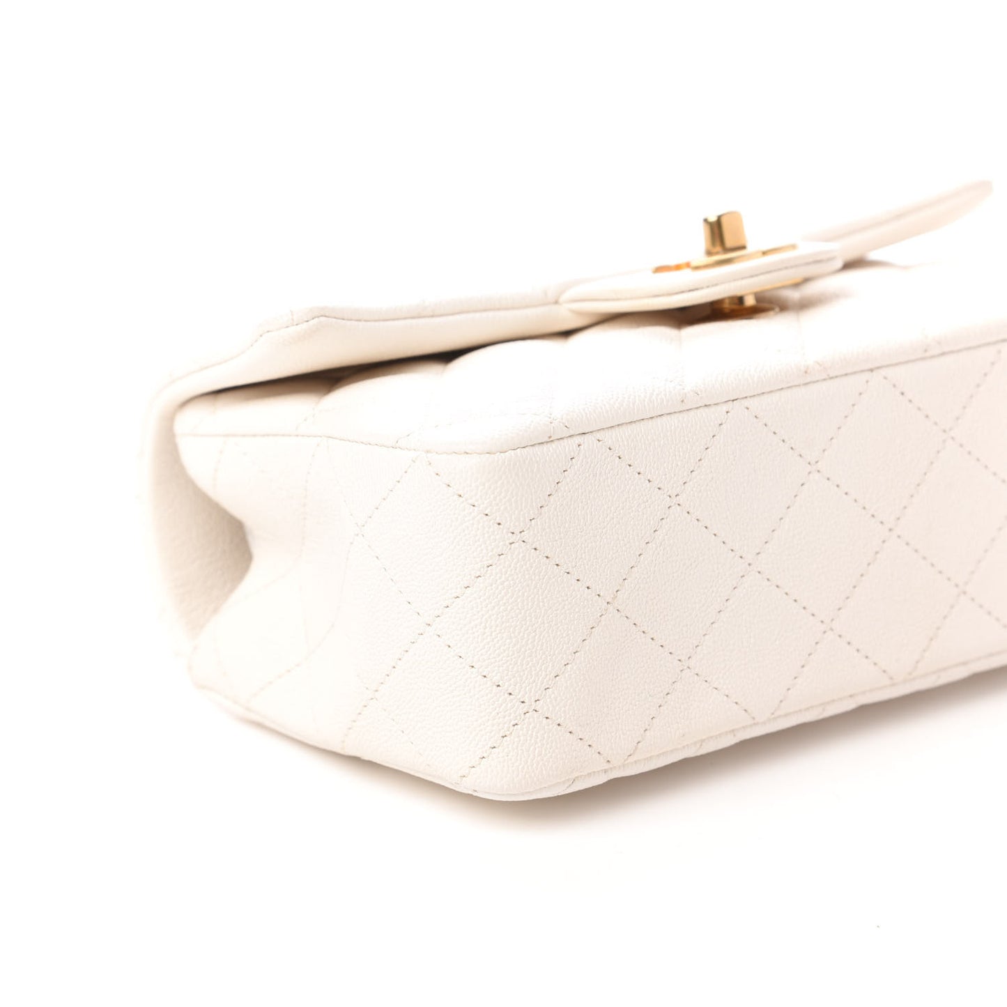 Caviar Quilted Mini Top Handle Rectangular Flap White