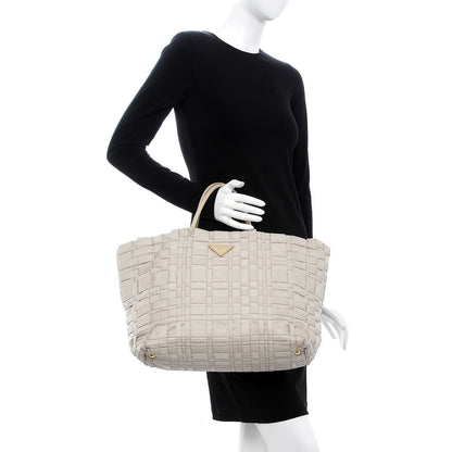 Prada Tessuto Nylon Woven Tote Bag Beige 2 of 10