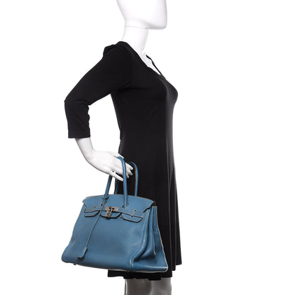 Hermes Taurillon Clemence Birkin 35 Bleu Jean 2 of 27
