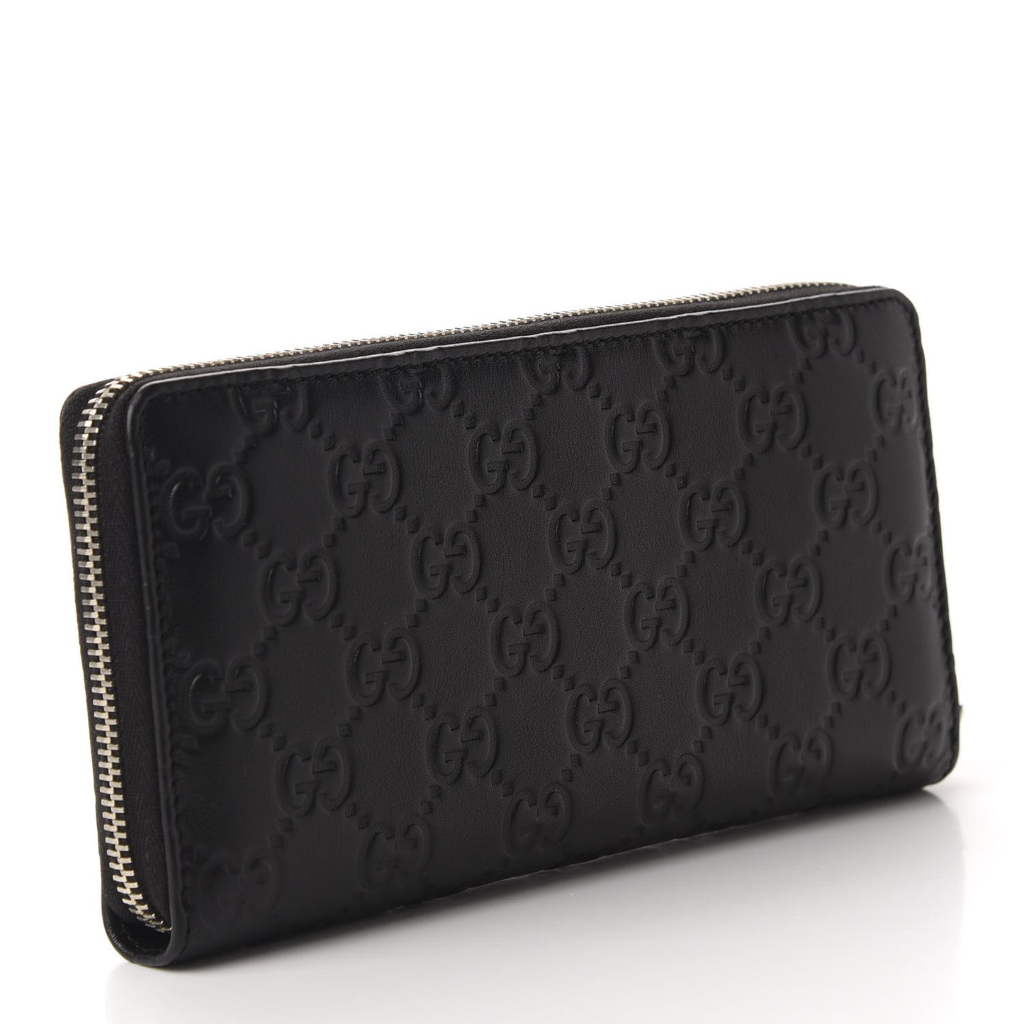 Guccissima Large Twins Zip Around Wallet Black