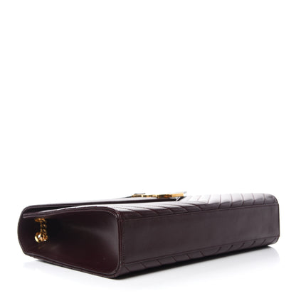 Saint Laurent Grain De Poudre Matelasse Chevron Large Monogram Satchel Rouge Legion 4 of 11