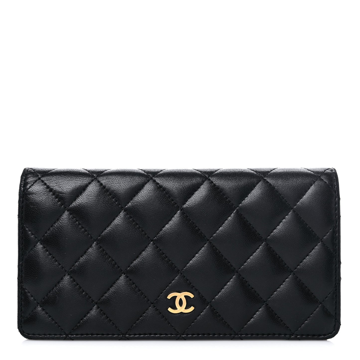 Lambskin Quilted Yen Wallet Black