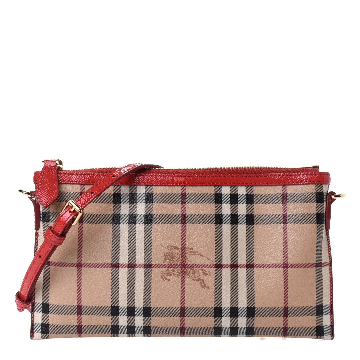 Haymarket Check Small Peyton Crossbody Clutch Bag Coral Red