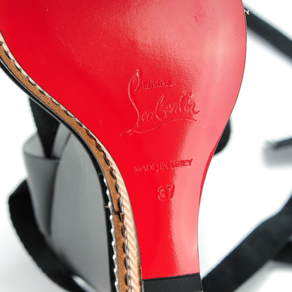 Christian Louboutin Shiny Calfskin Tribuli 140 Wedge Sandals 37 Black 7 of 7