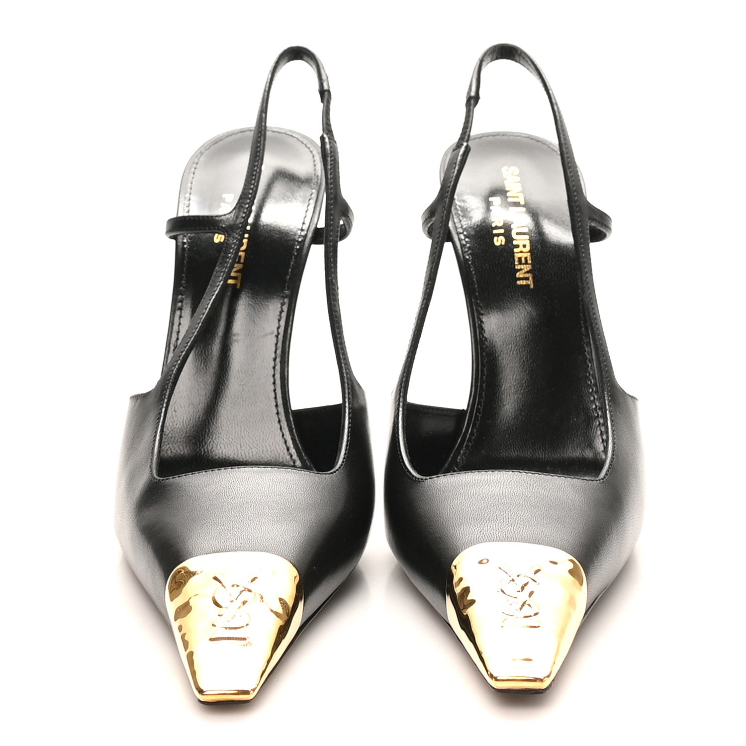 Saint Laurent Smooth Calfskin Jeanne 110 Slingback Pumps 37 Black 3 of 10