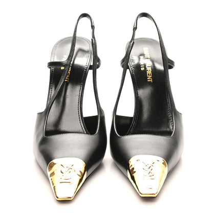 Saint Laurent Smooth Calfskin Jeanne 110 Slingback Pumps 37 Black 3 of 10