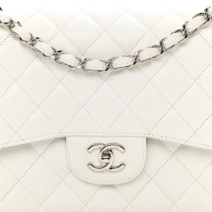 Chanel Caviar Quilted Jumbo Double Flap White 10 of 13