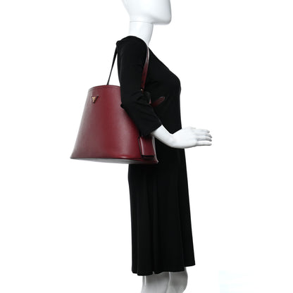 Prada Saffiano Cuir Small Matinee Tote Cherry Black 2 of 12