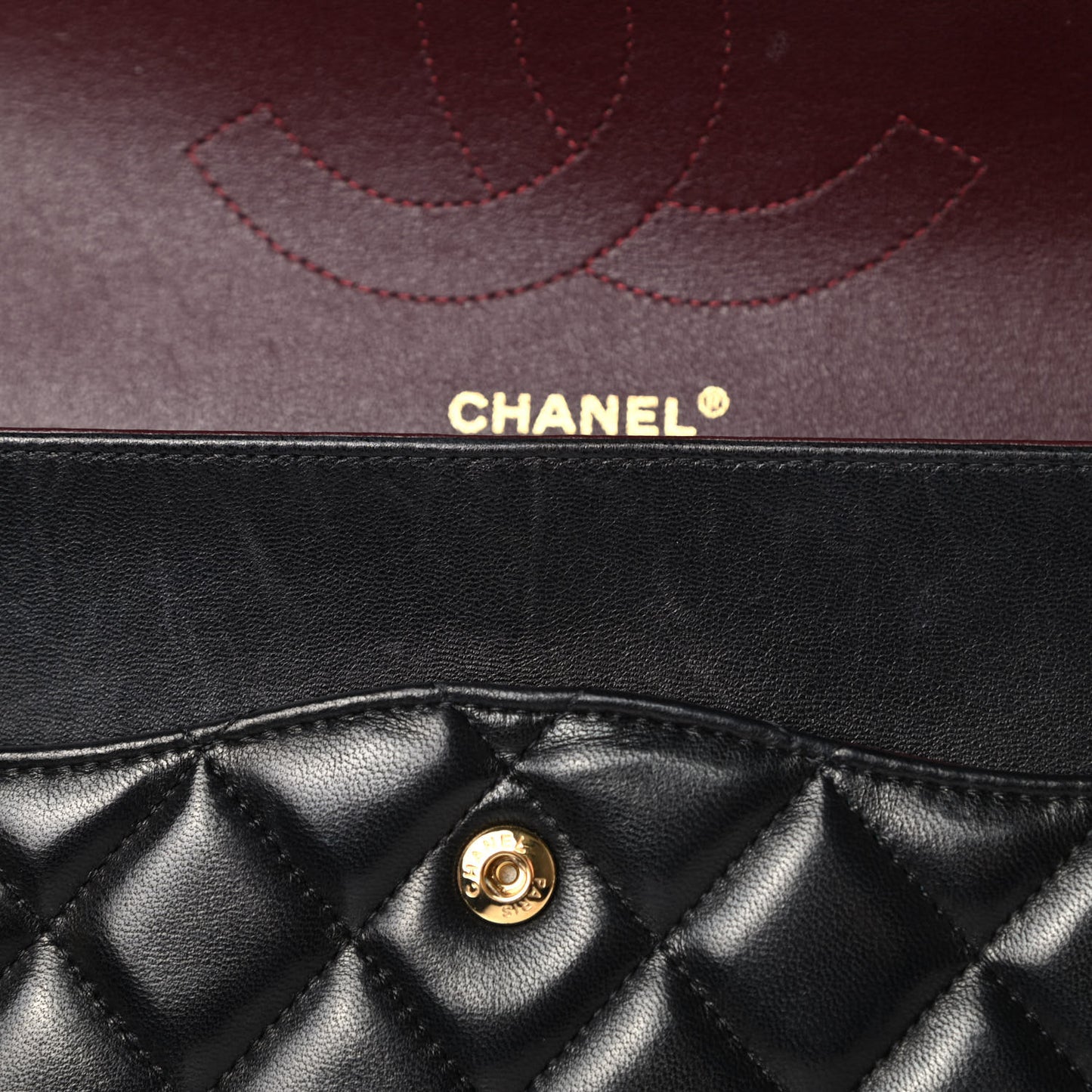 Lambskin Quilted Jumbo Double Flap Black