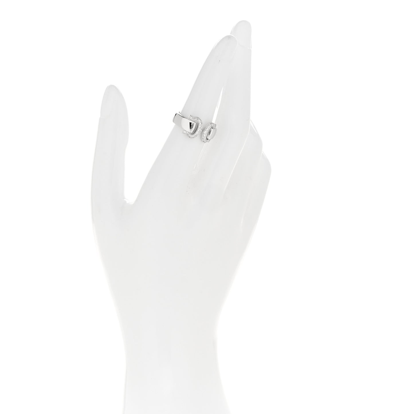 18K White Gold Diamond C De Cartier Ring 51 5.75