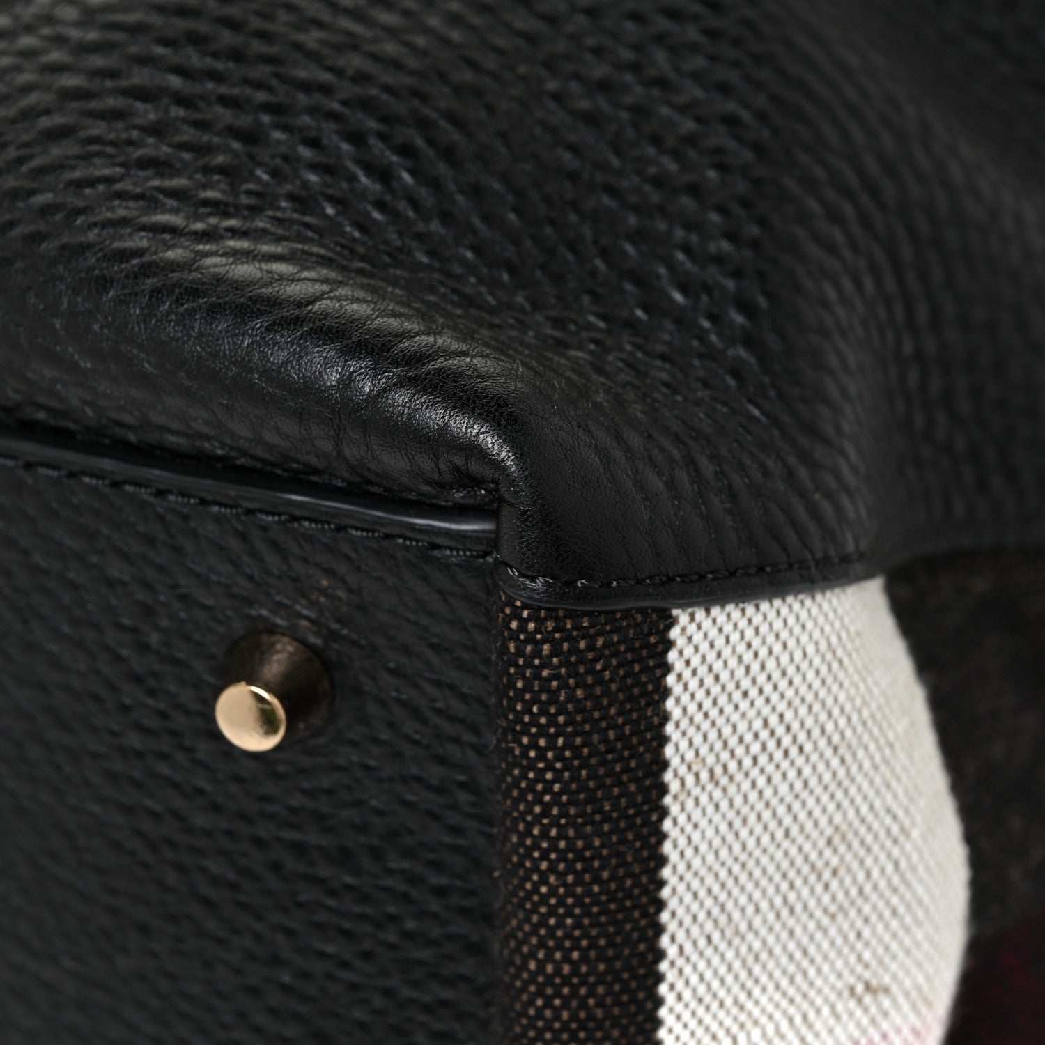 Burberry Grainy Calfskin House Check Medium Maidstone Black 10 of 13