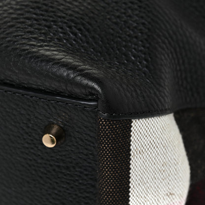 Burberry Grainy Calfskin House Check Medium Maidstone Black 10 of 13