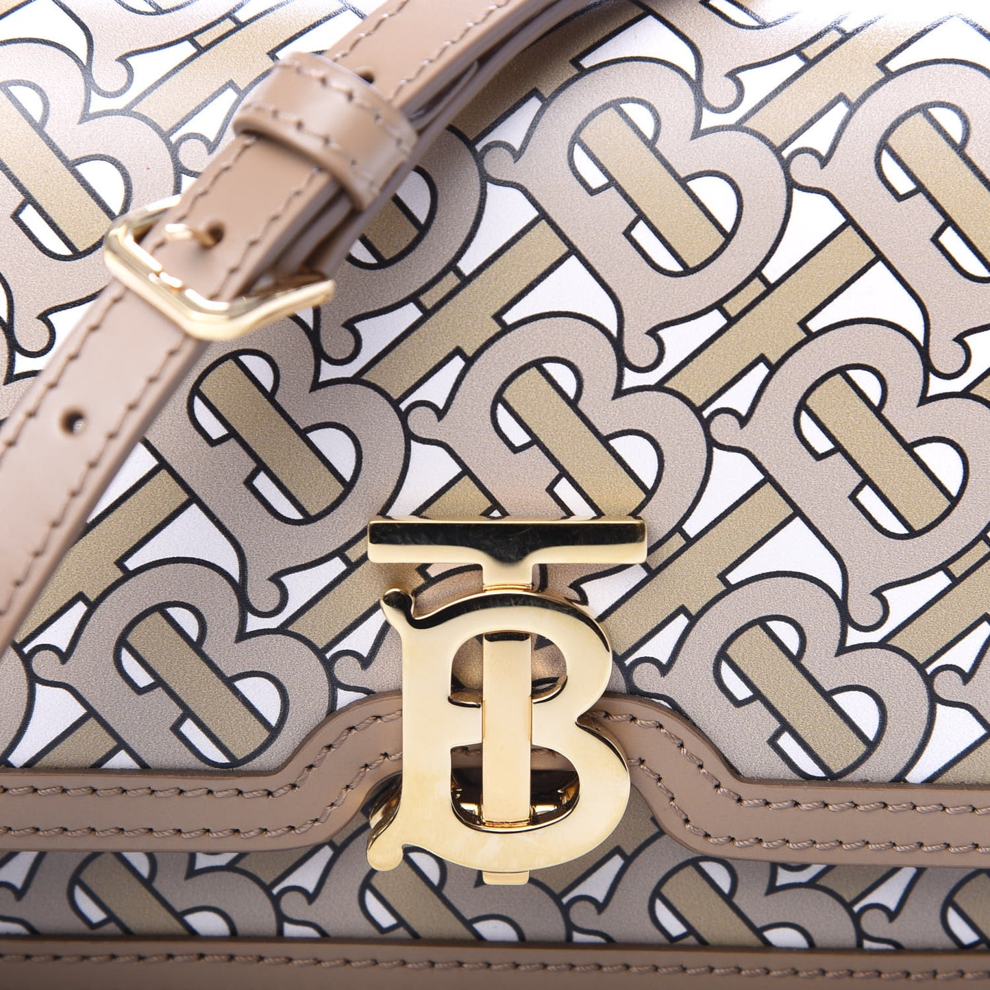 Calfskin Monogram Mini TB Bag Beige