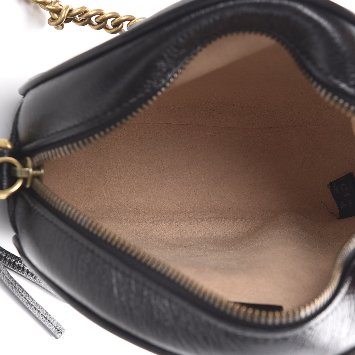 Azalea Calfskin Matelasse Heart Mini GG Marmont Round Shoulder Bag Black