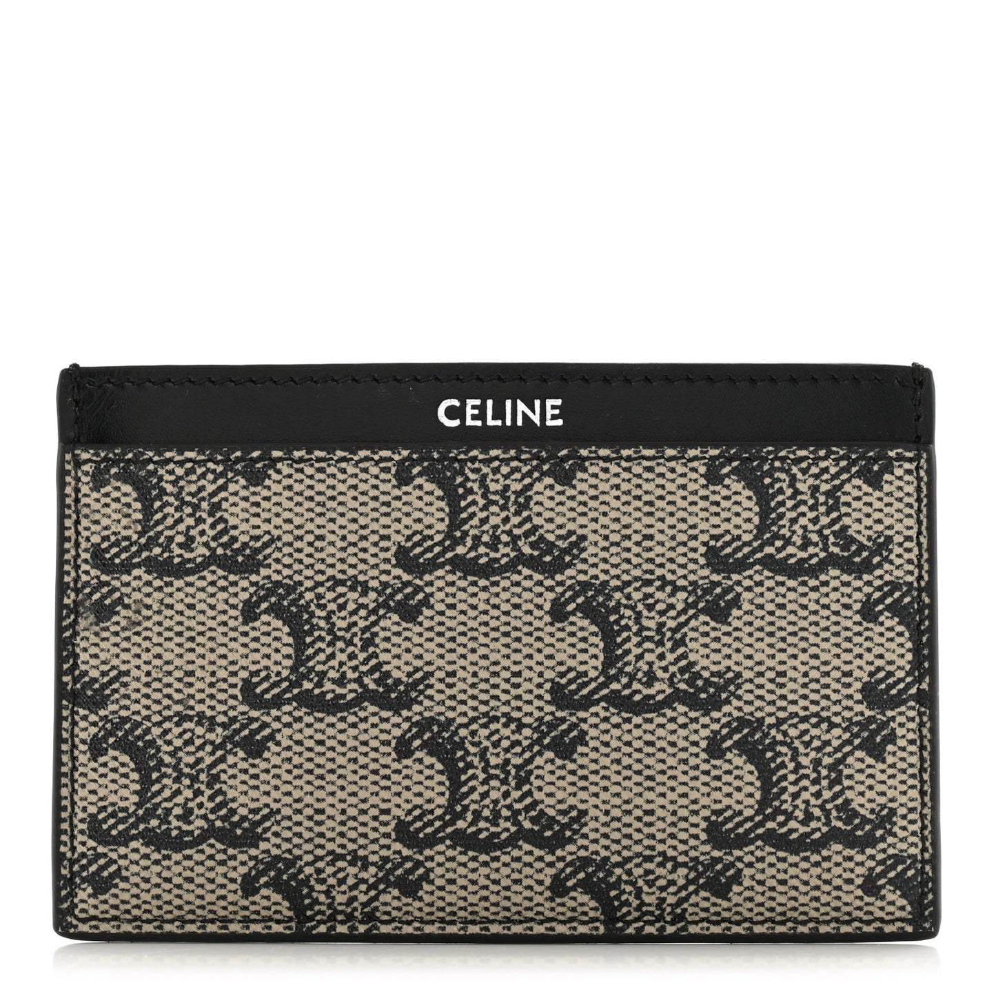 Triomphe Canvas Card Holder Beige Black