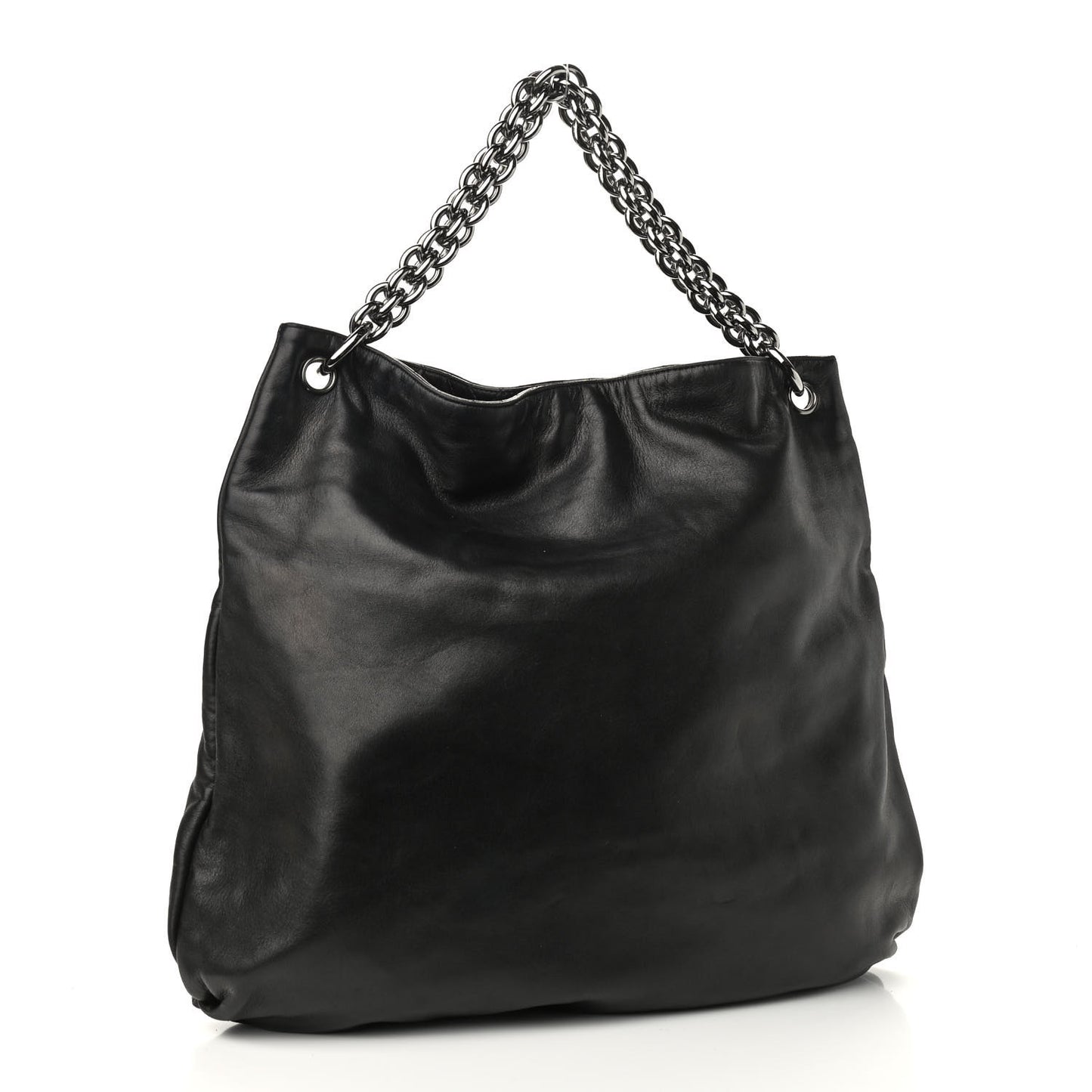 Lambskin Large Soft and Chain Hobo Black