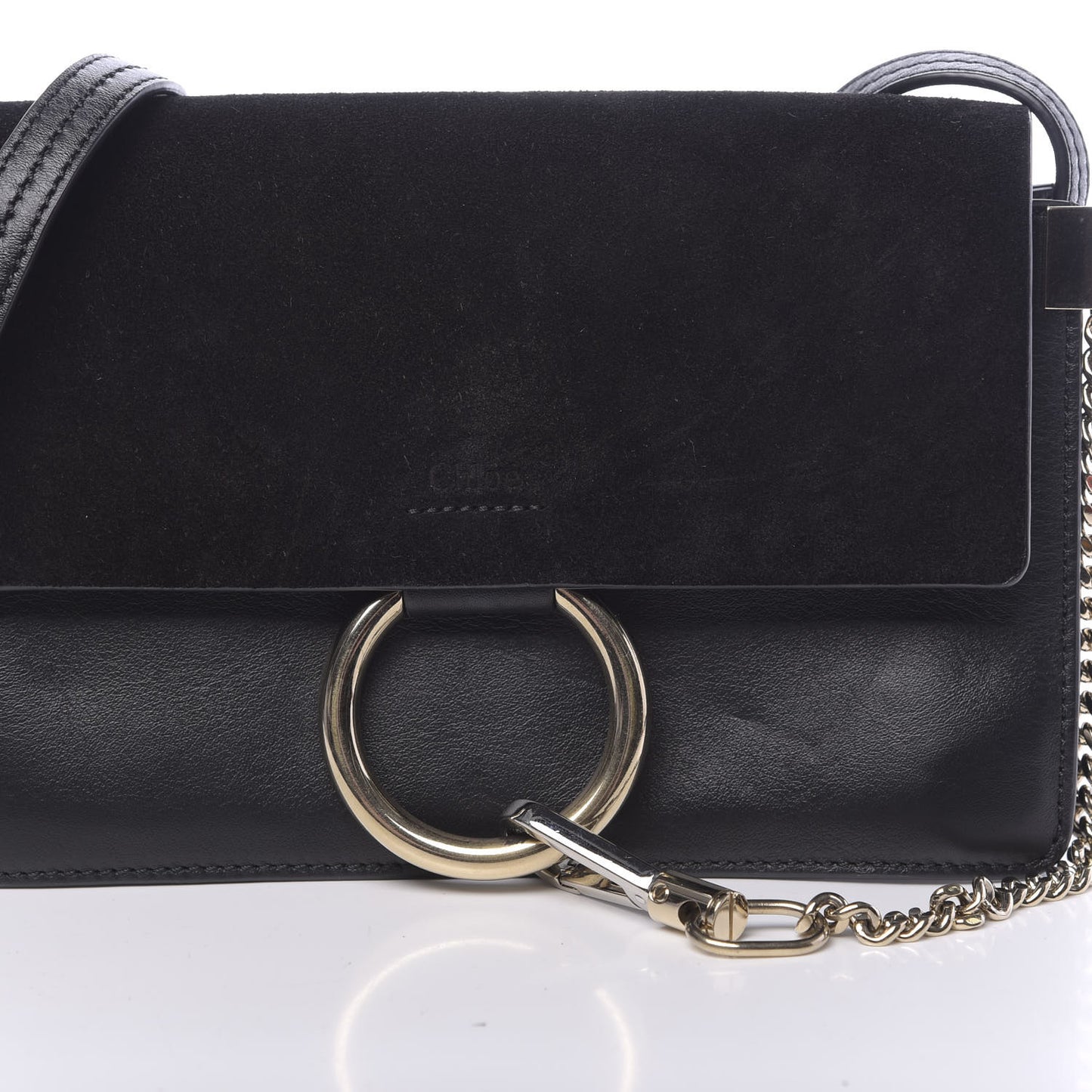 Suede Calfskin Small Faye Shoulder Bag Black