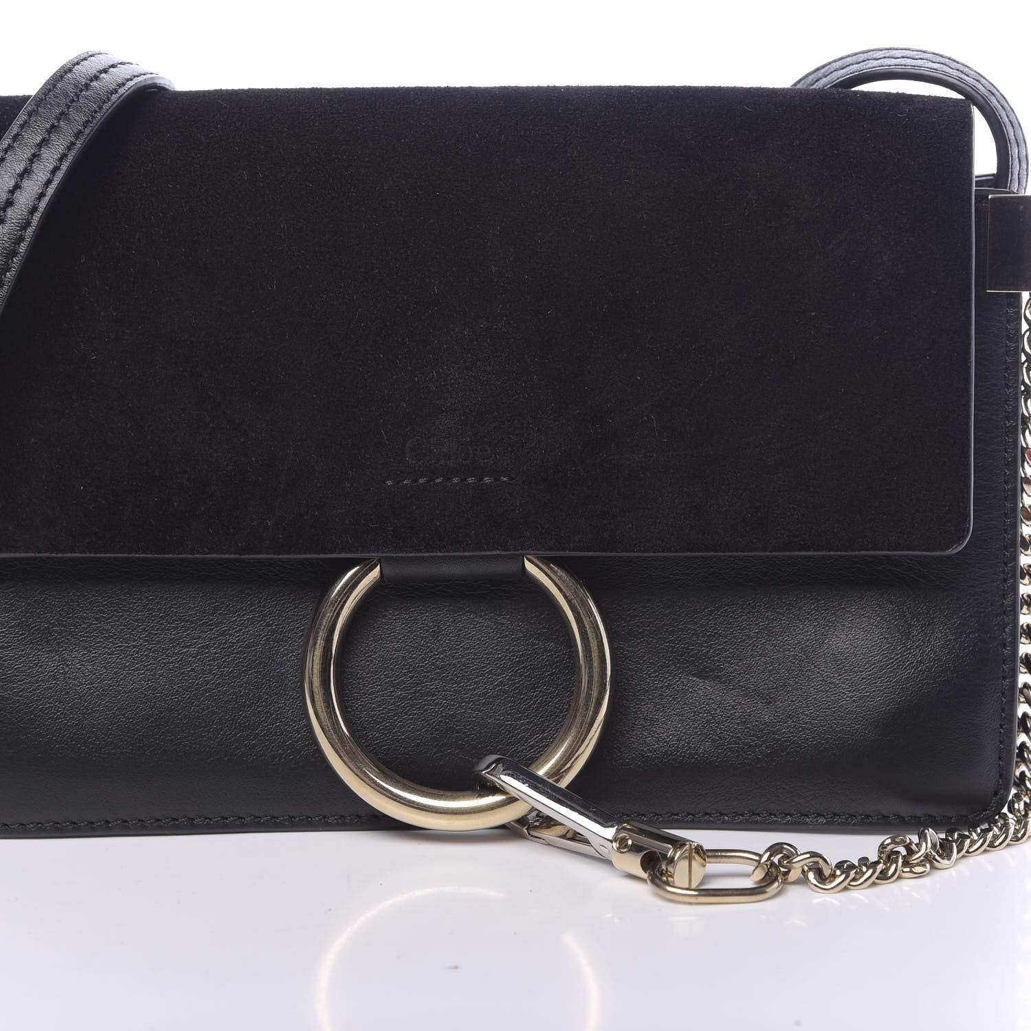 Chloe Suede Calfskin Small Faye Shoulder Bag Black 9 of 12