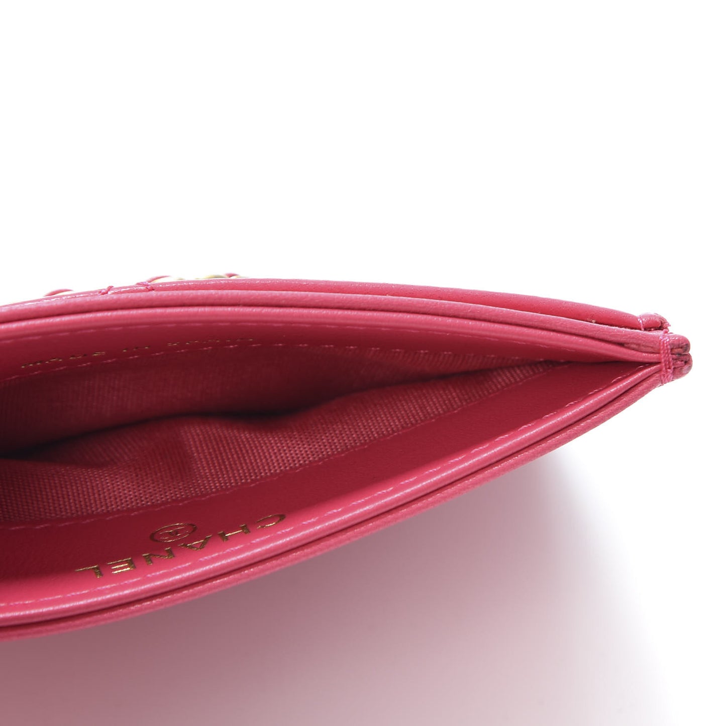 Shiny Goatskin Quilted 19 Card Holder Dark Pink