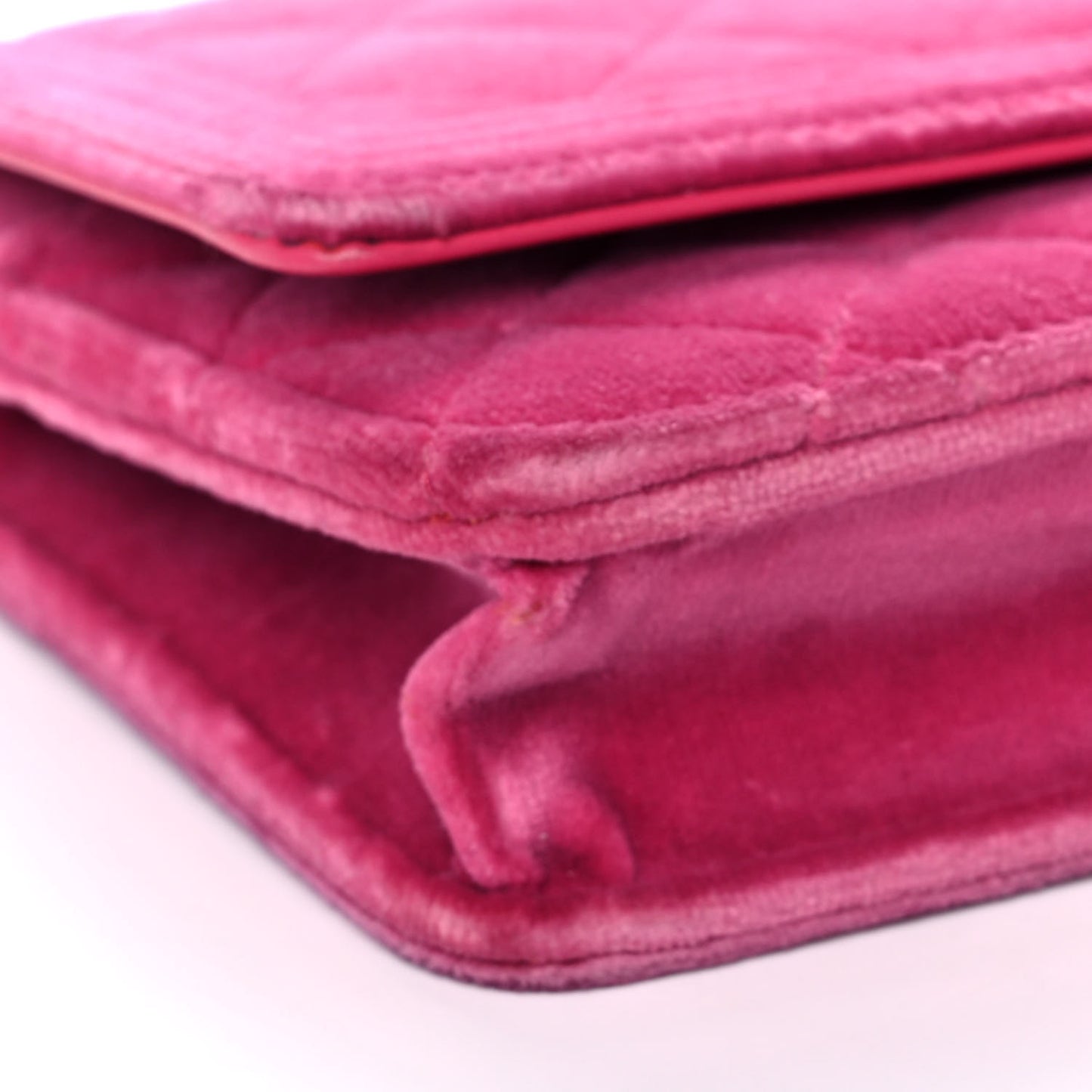 Velvet Quilted Boy Wallet On Chain WOC Fuchsia