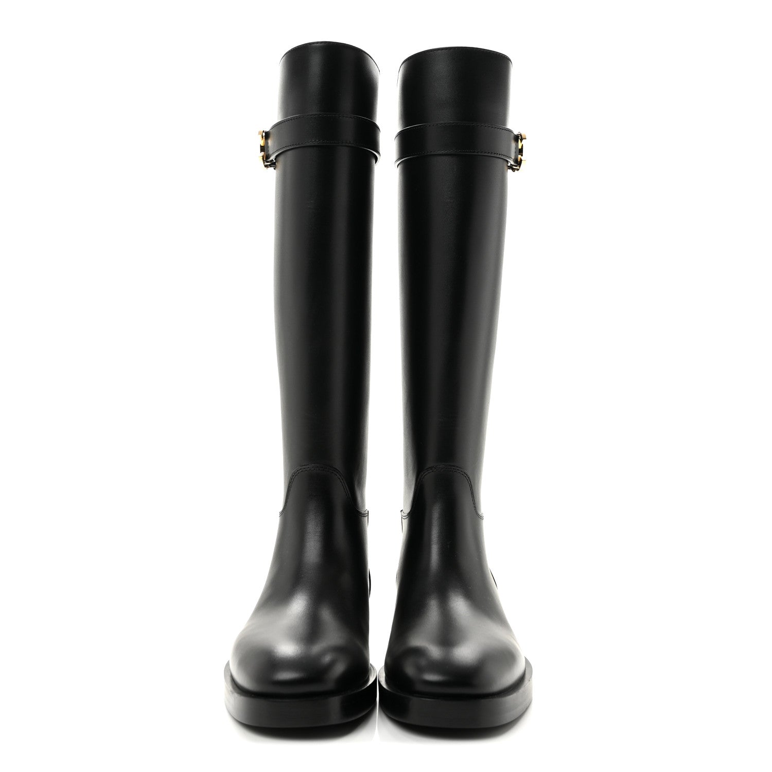 Chanel Calfskin CC Buckle High Boots 38 Black 3 of 9