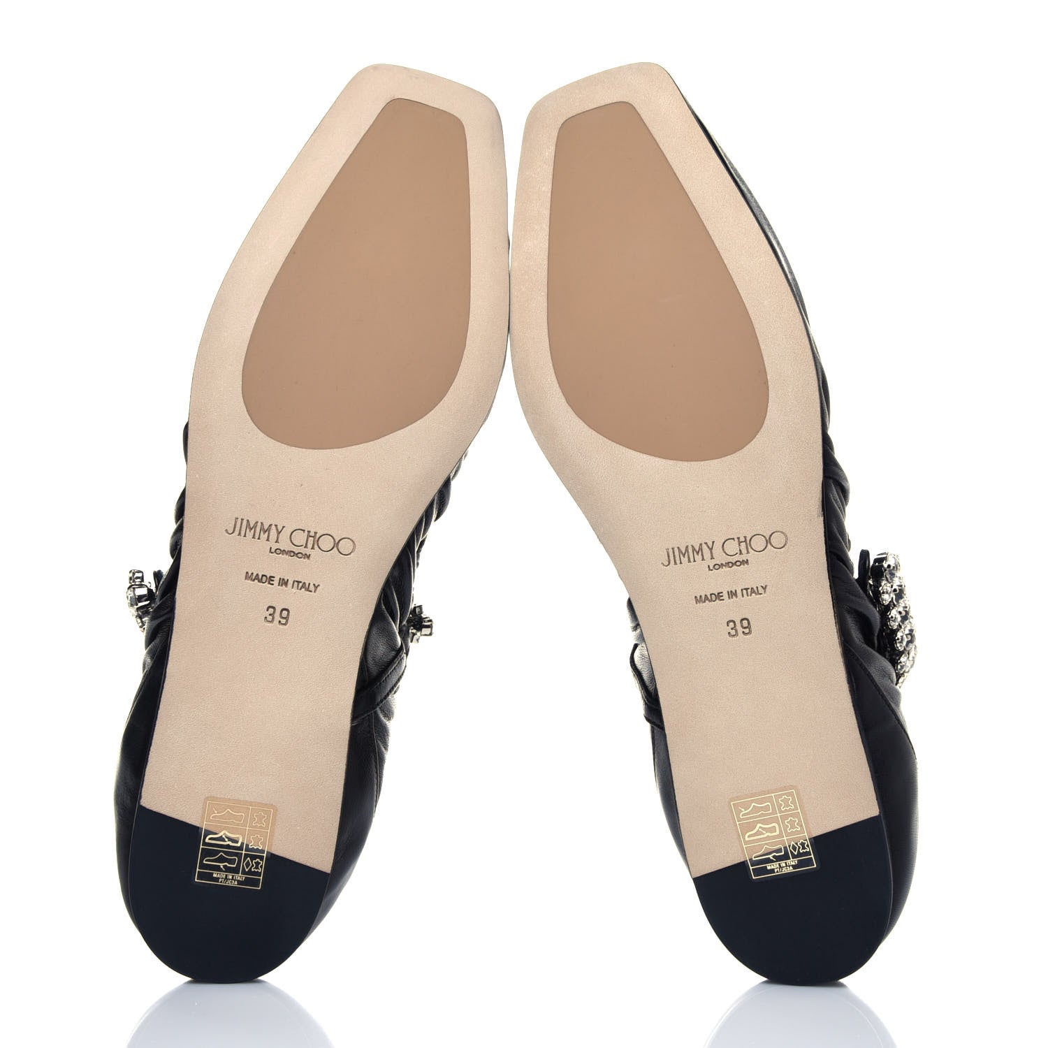 Jimmy Choo Lambskin Crystal Gai Flats 39 Black 9 of 16