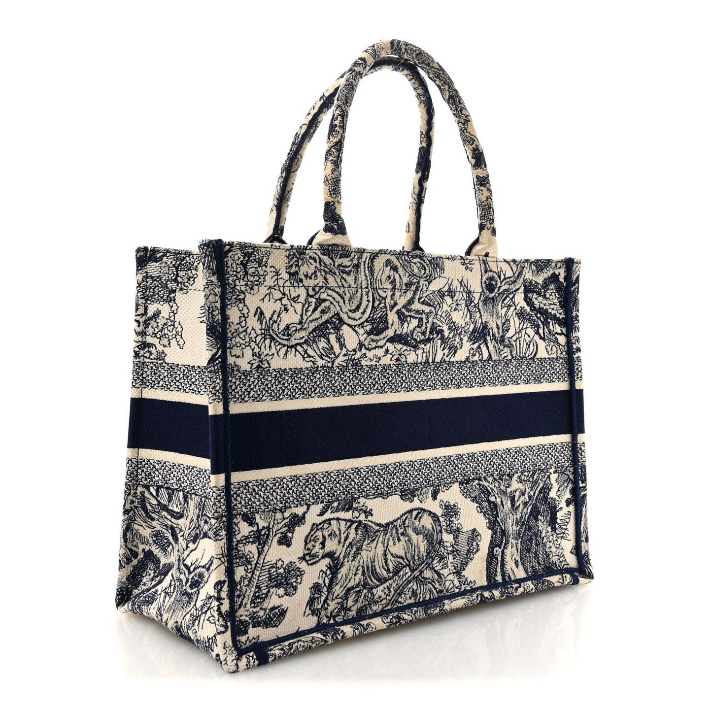 Canvas Embroidered Medium Dioriviera Toile De Jouy Book Tote Blue