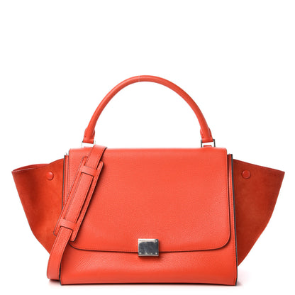 Celine Drummed Calfskin Suede Medium Trapeze Vermillion 1 of 9