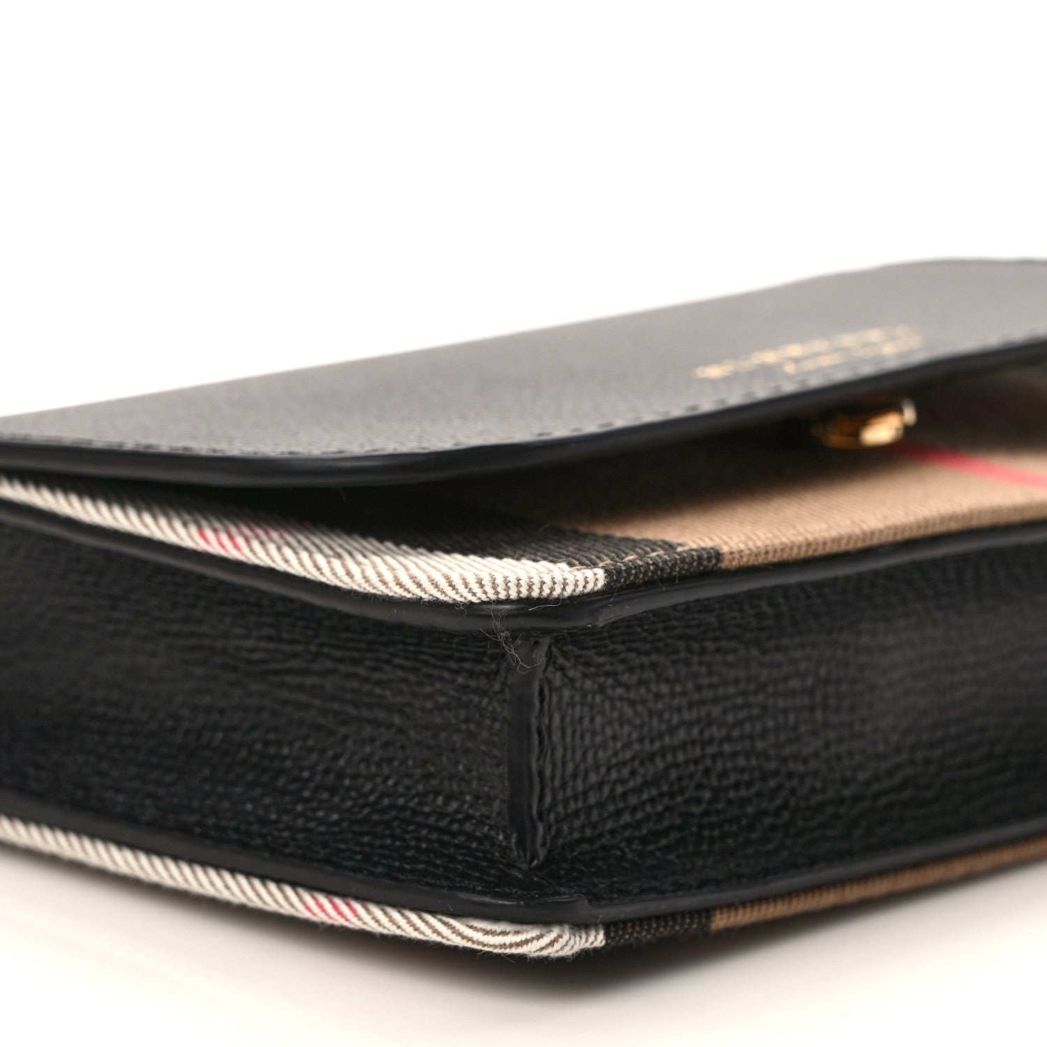 Burberry Grainy Calfskin House Check Henley Wallet On Chain Black 7 of 8