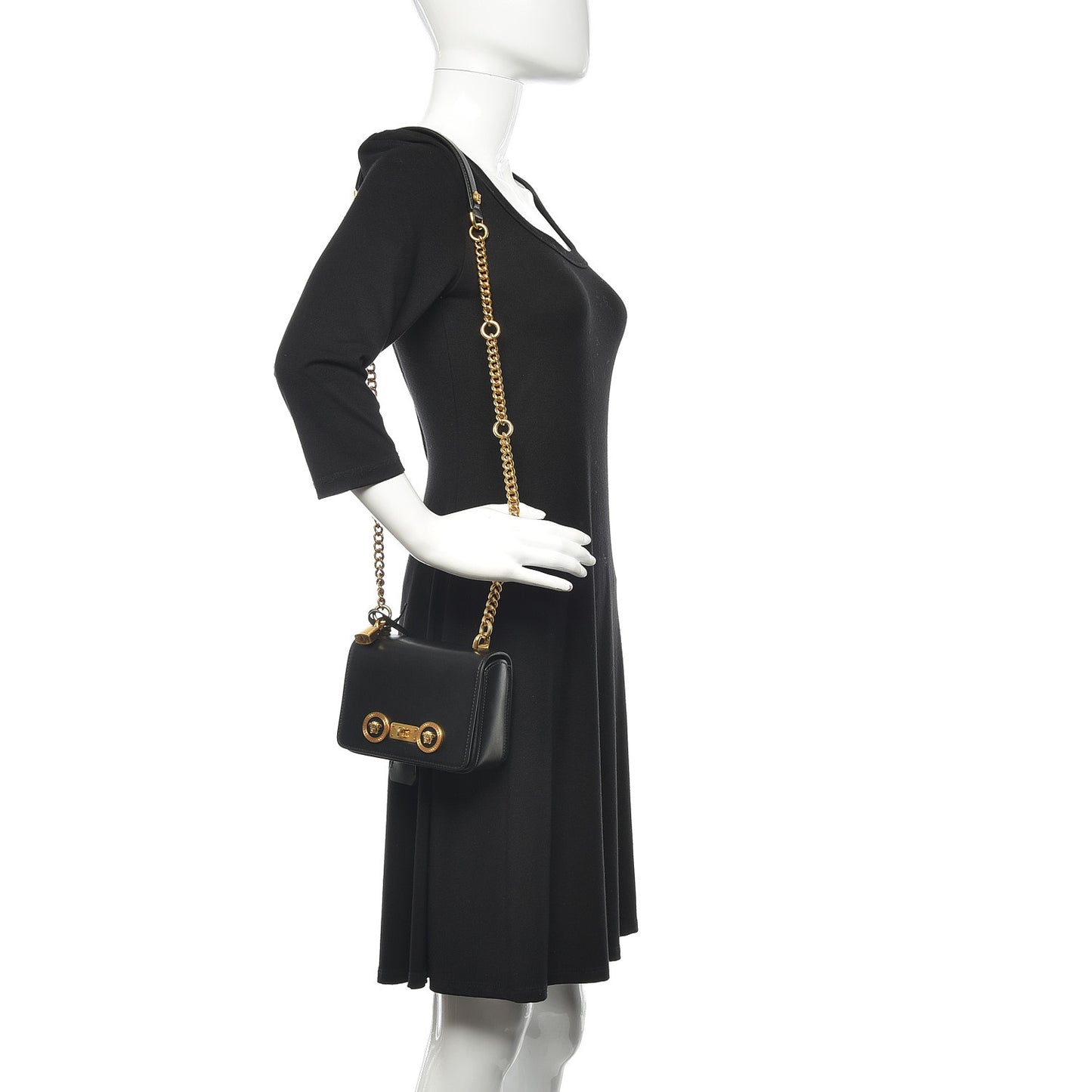 Calfskin Small Icon Chain Bag Black