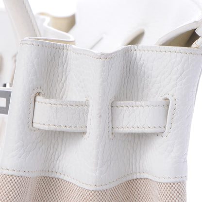 Hermes Toile Taurillon Clemence Birkin 35 White 22 of 41