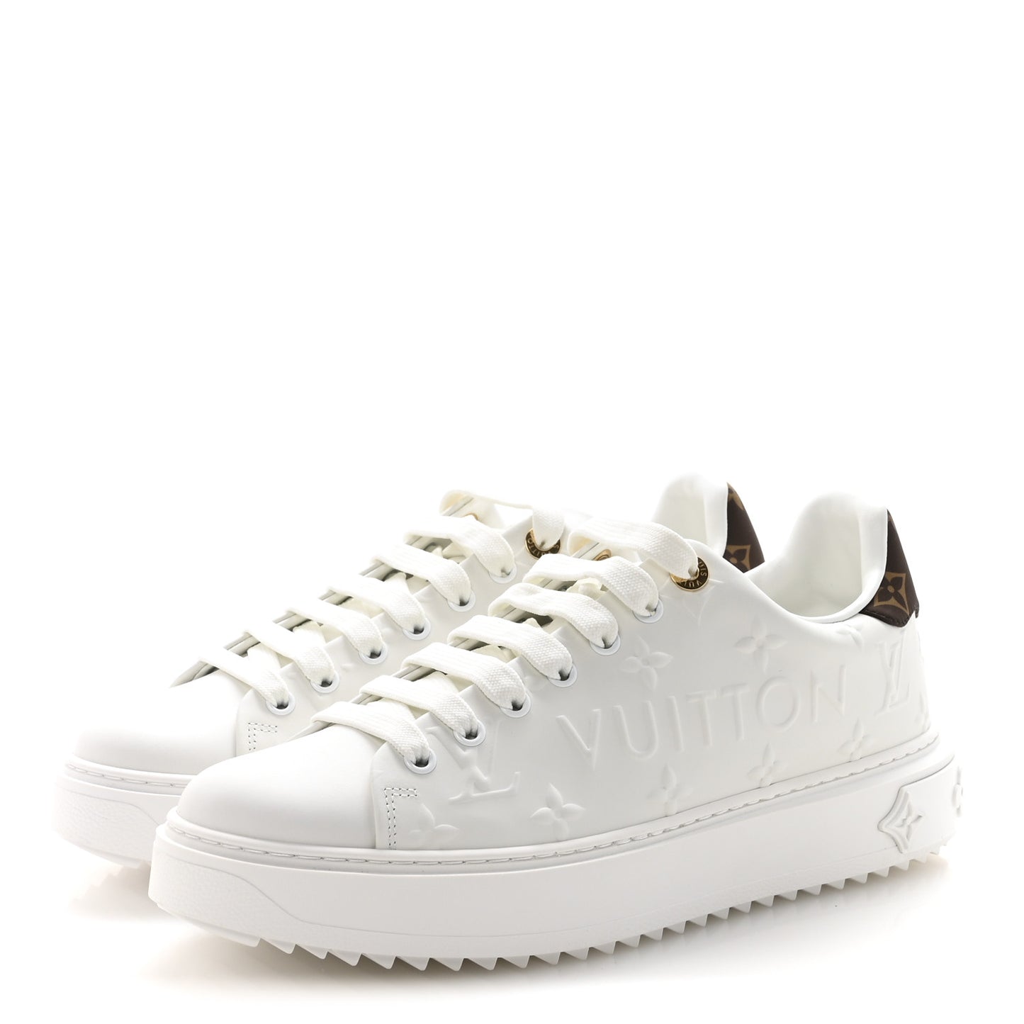 Lambskin Embossed Monogram Time Out Sneakers 39.5 White