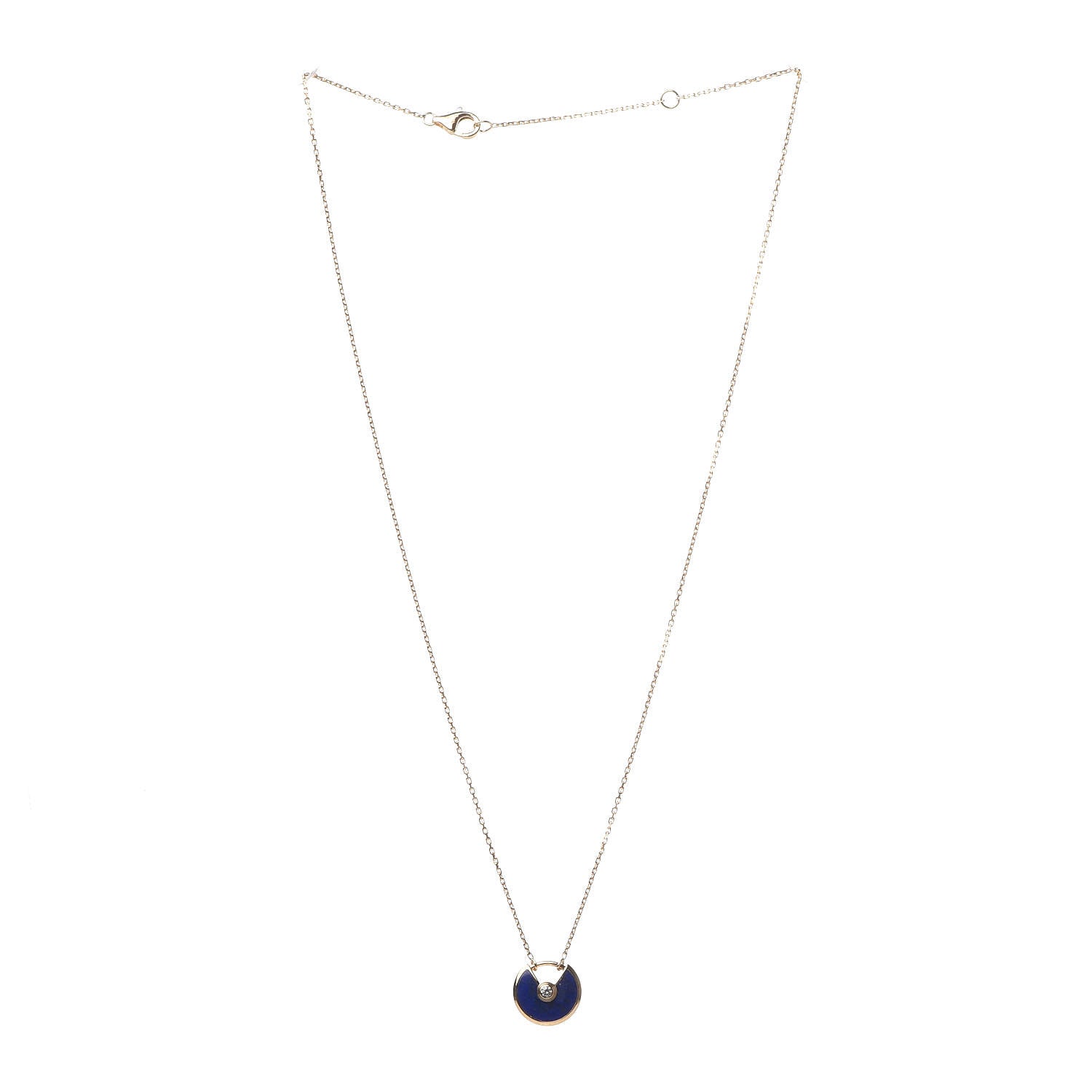 Cartier 18K Yellow Gold Diamond Lapis Lazuli XS Amulette de Pendant Necklace 3 of 6