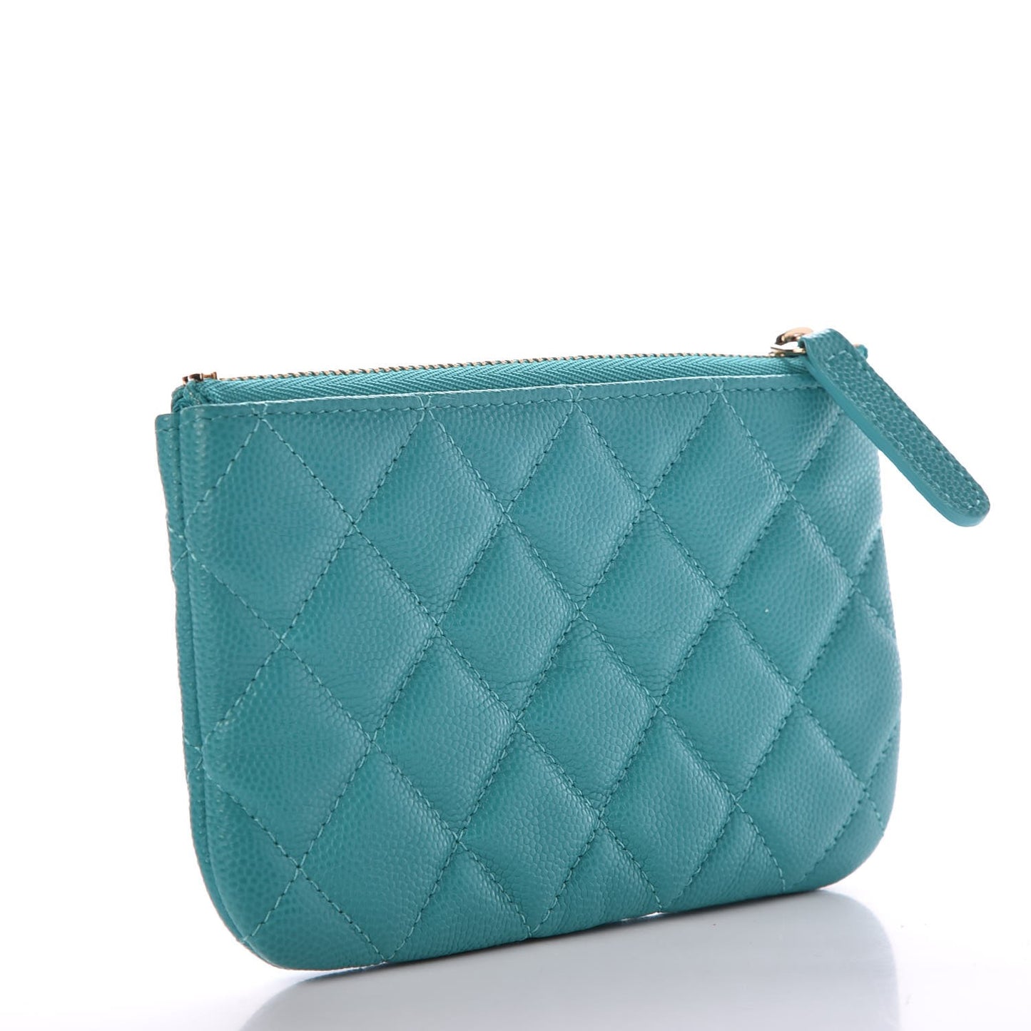 Caviar Quilted Small Cosmetic Case Turquoise