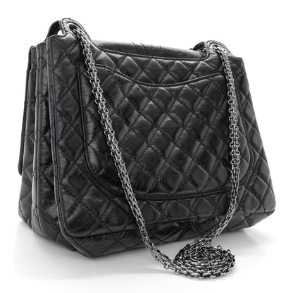 Chanel Metallic Aged Calfskin Quilted Reissue 2.55 Accordion Flap Black 3 of 11