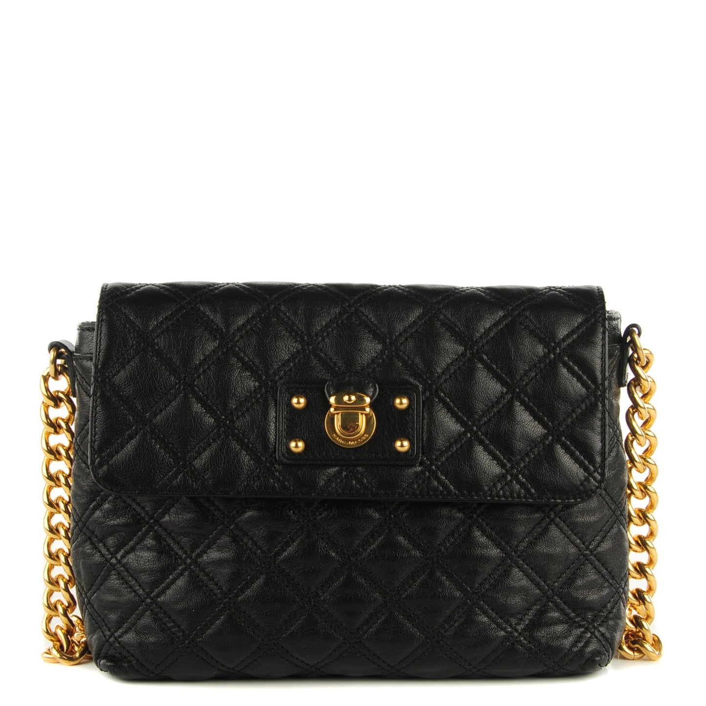 Lacquered Leather The Large Single Flap Black