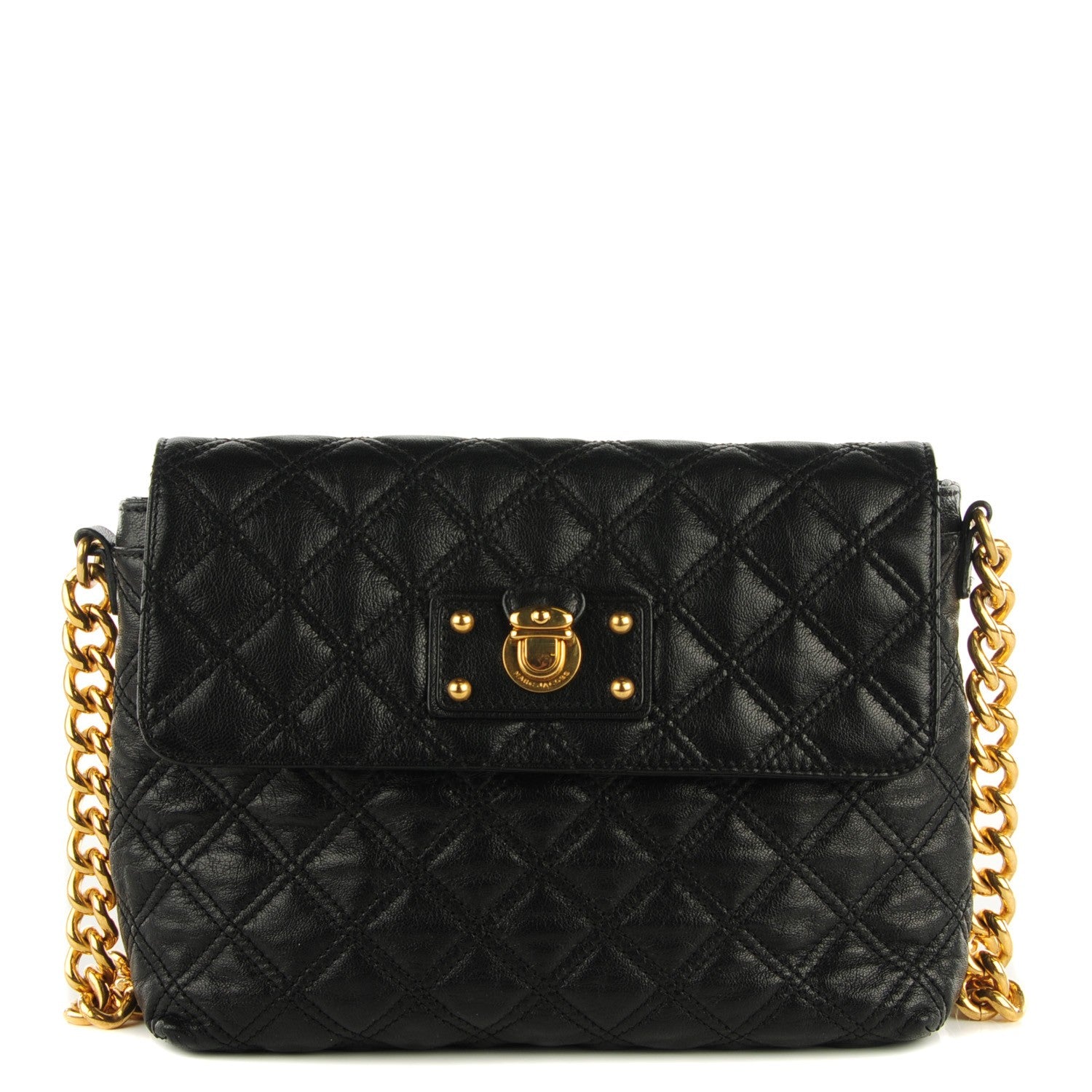 Marc Jacobs Lacquered Leather The Large Single Flap Black 1 of 7