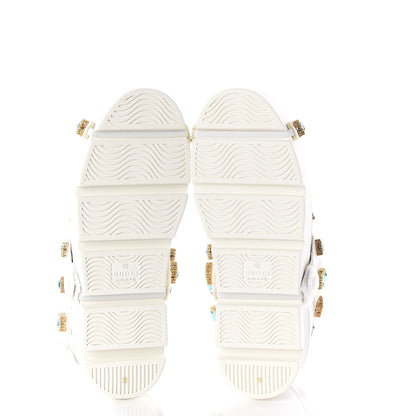 Gucci Calfskin Removable Crystals Bee Embroidered Ace Platform Sneakers 36 White 6 of 11