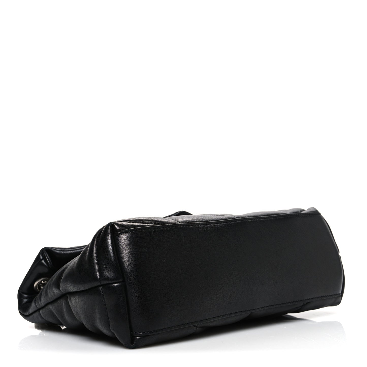 Lambskin Quilted Small Loulou Puffer Monogram Chain Satchel Black